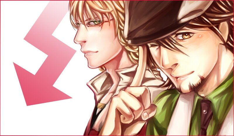 two anime men in profile