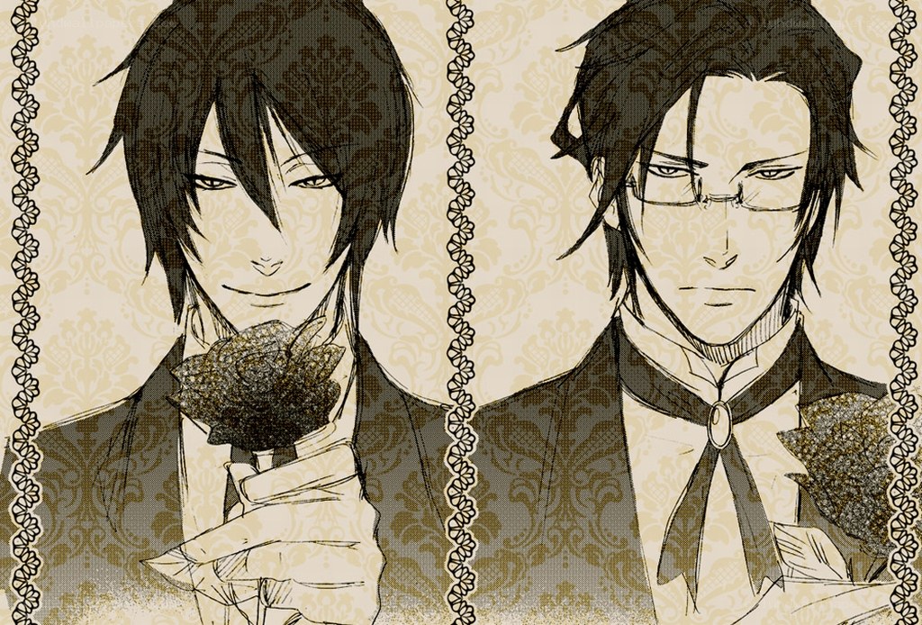 two anime men in suits
