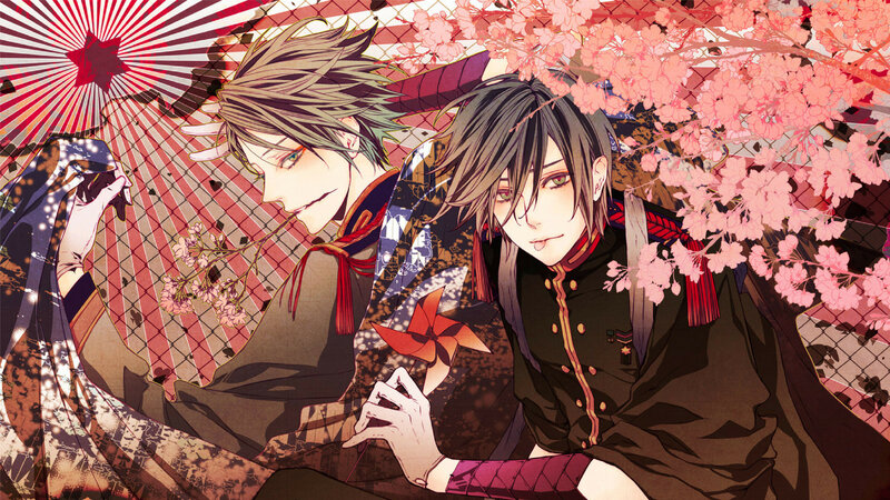 Two Anime Men under Cherry Blossoms