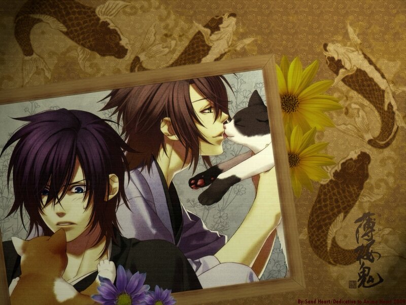 Two Anime Men with Cats