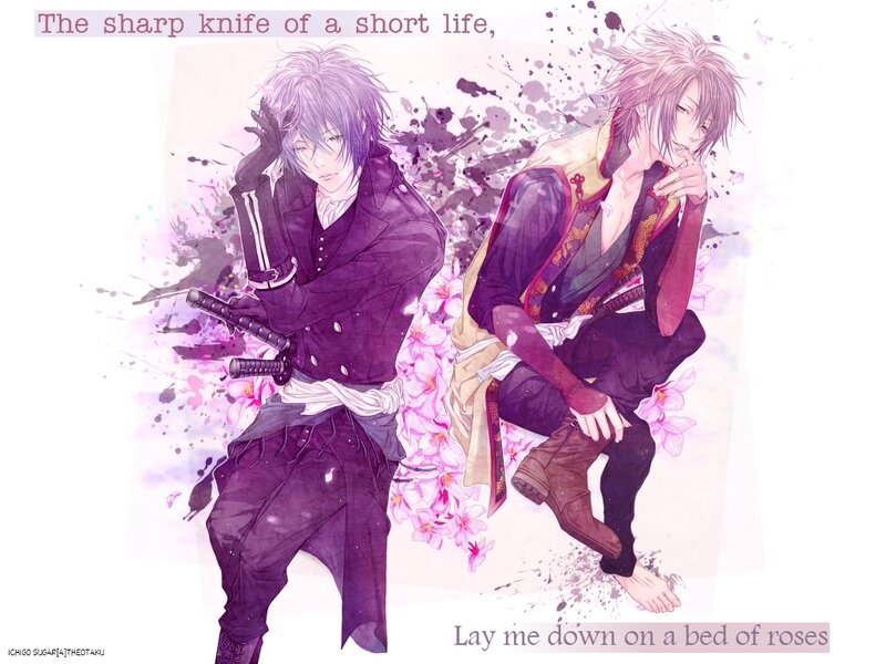 Two Anime Men with Swords — Purple