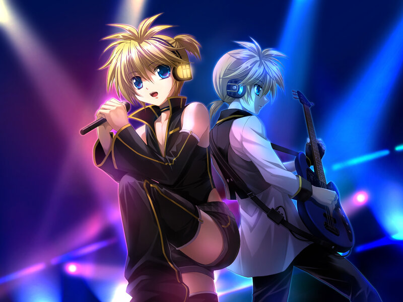 Two Anime Musicians on Stage