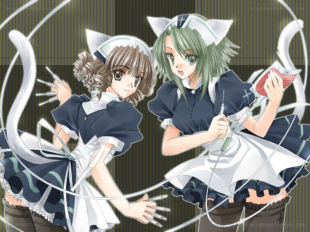 Two anime nurses with syringes