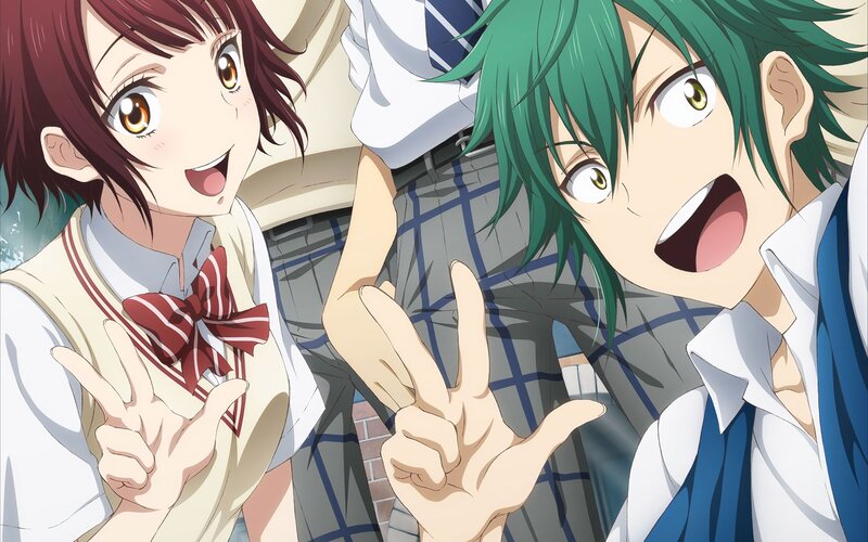 Two Anime Students — Green, Energetic
