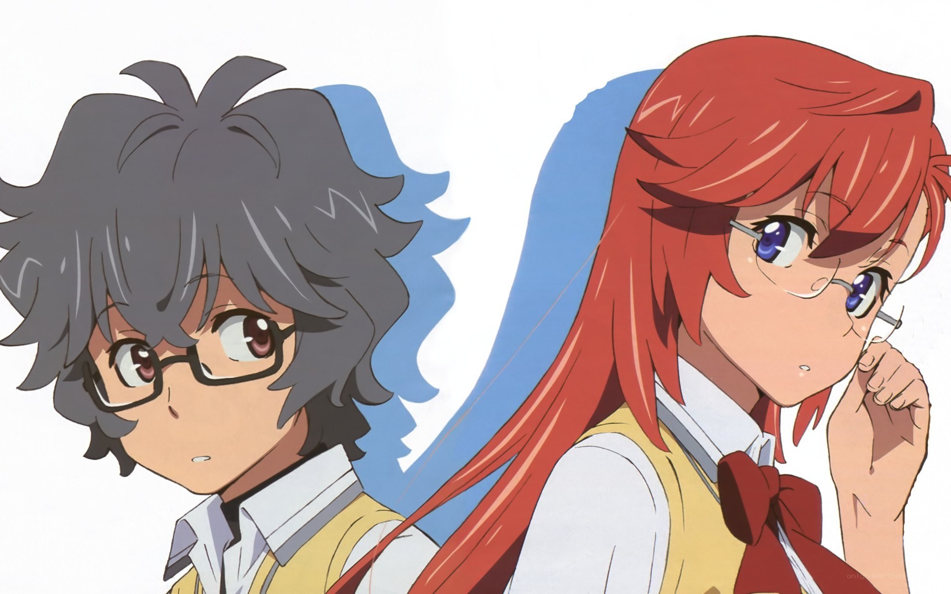 Two anime students in school uniforms