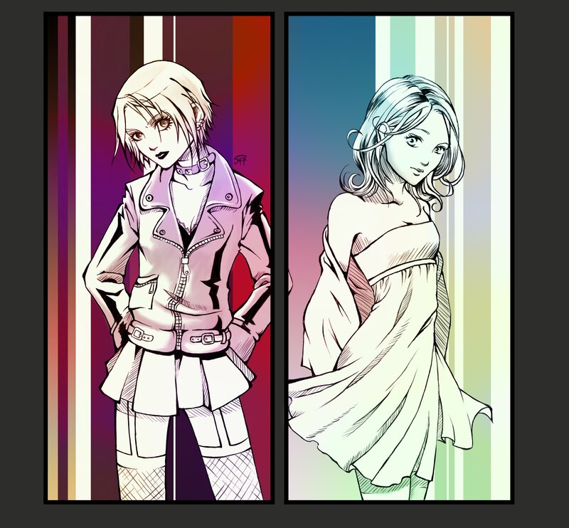 Two anime-style character portraits