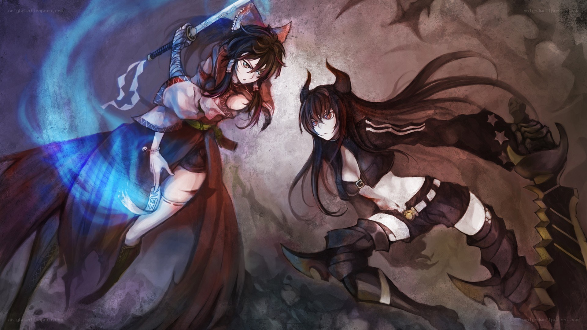 Two anime warriors in combat