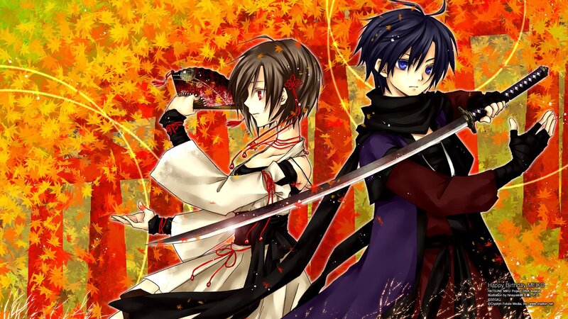 Two Anime Warriors — Orange, Dramatic