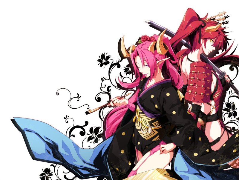 Two Anime Warriors — Pink