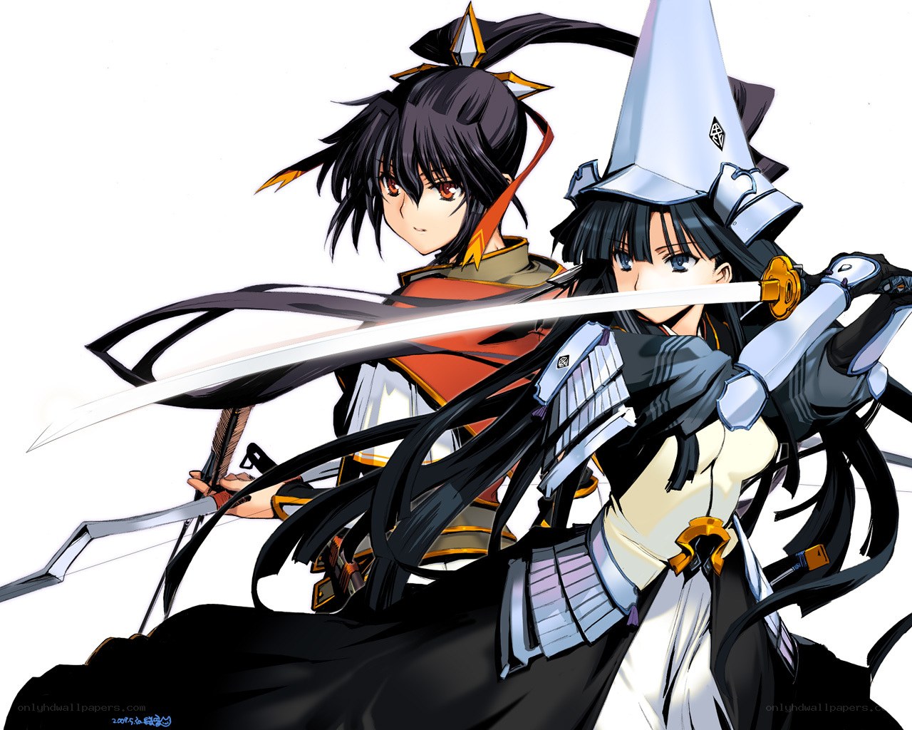 Two anime warriors with swords