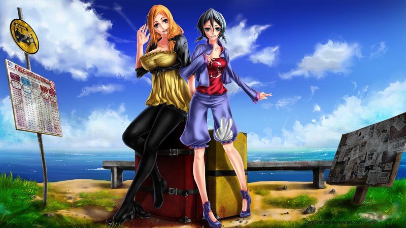 Two Anime Women at Beach