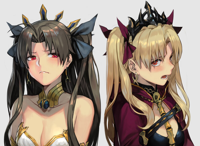 Two Anime Women — Black, Dramatic, Digital Art