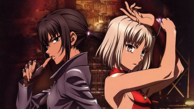 Two Anime Women — Black, Dramatic