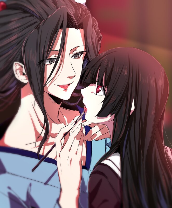 Two Anime Women — Black, Intimate