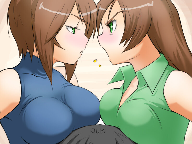 Two Anime Women Facing