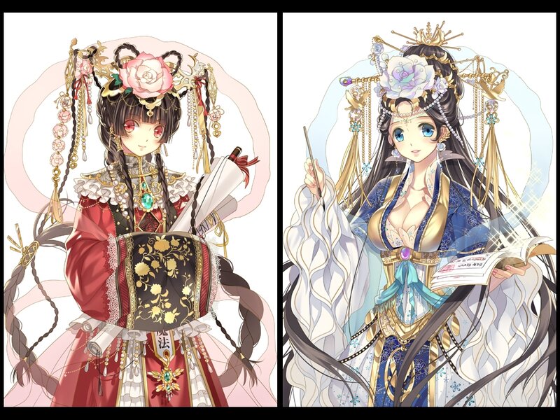 Two Anime Women in Costumes — Red