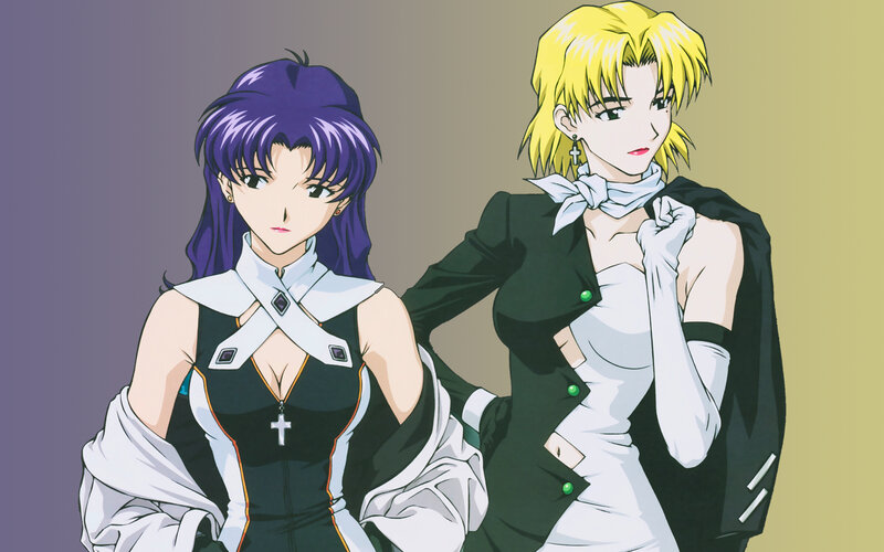 Two anime women in formal attire