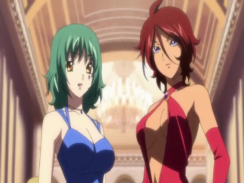 Two anime women in formal wear