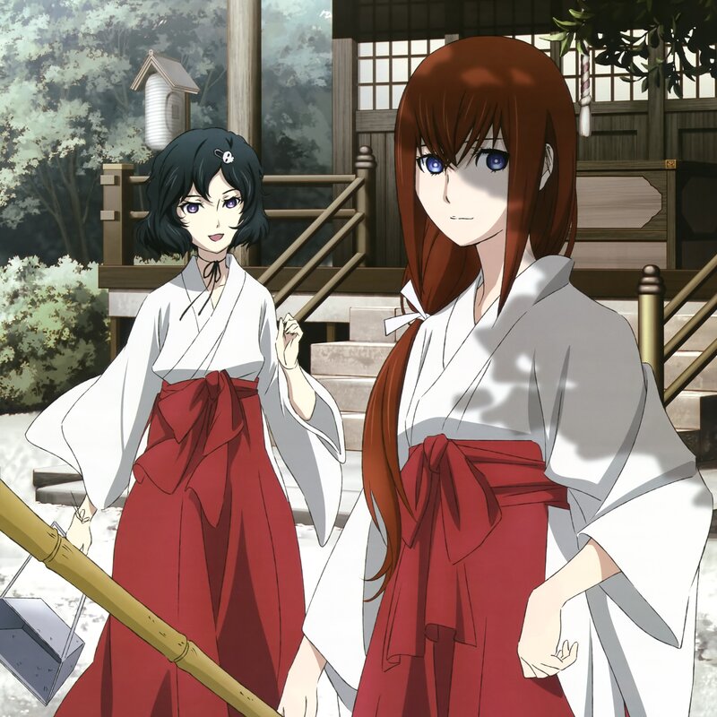 Two Anime Women in Kimonos — White