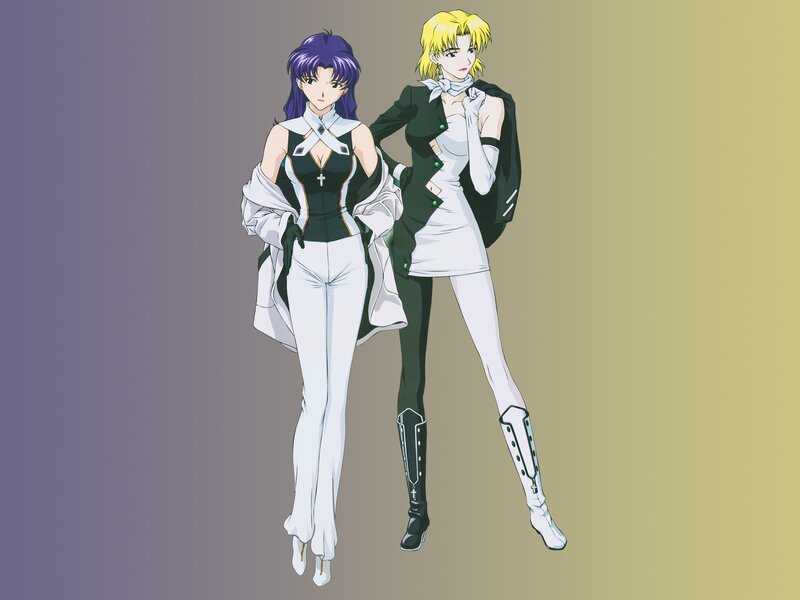 two anime women in stylish outfits