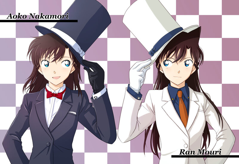 Two Anime Women in Suits — White