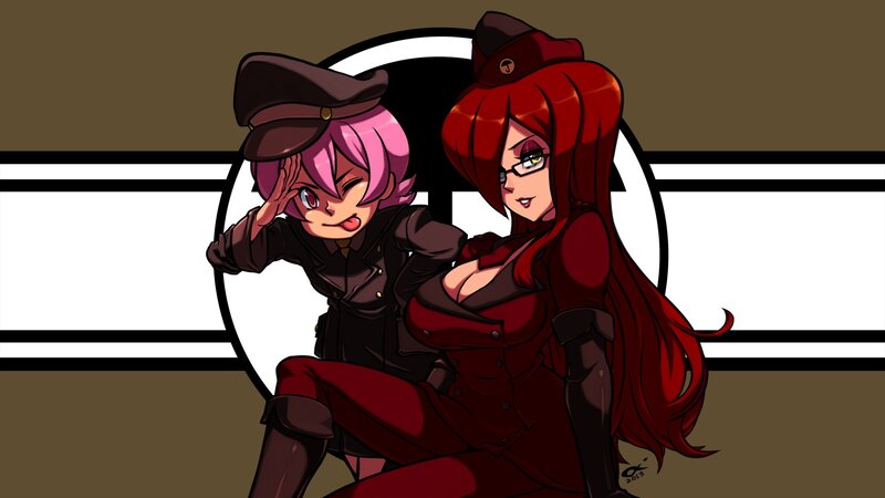 Two Anime Women in Uniforms — Brown