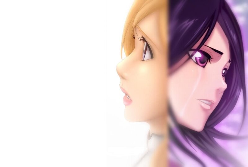 Two Anime Women — Purple, Dramatic, Faces