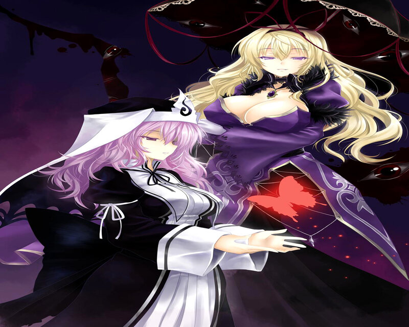 Two Anime Women — Purple, Dramatic, Night