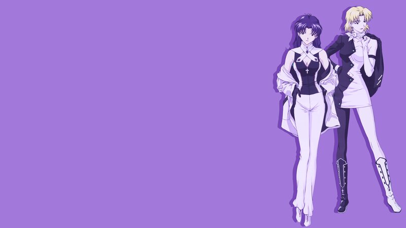 Two Anime Women — Purple, Dramatic, Purple Background