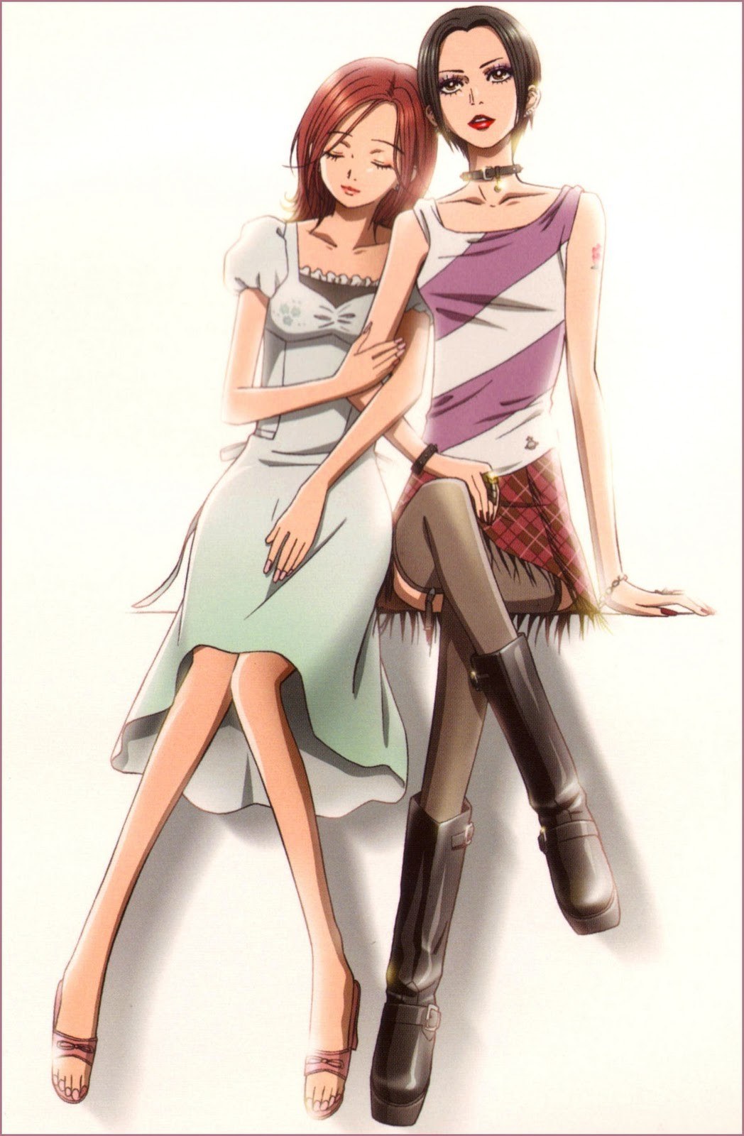 Two anime women sitting together
