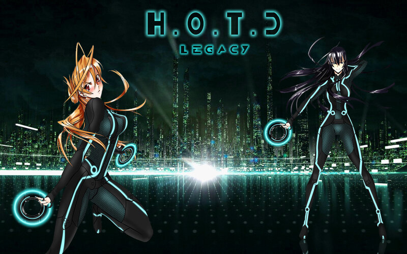 Two Anime Women with Discs