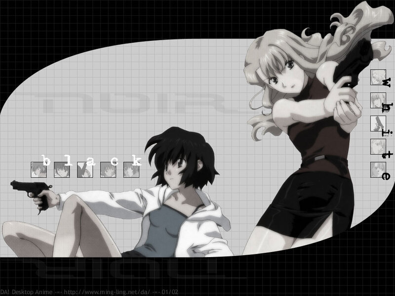 Two Anime Women with Guns — Black