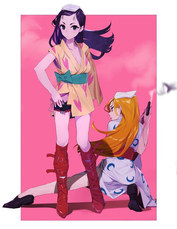 Two Anime Women with Guns — Pink