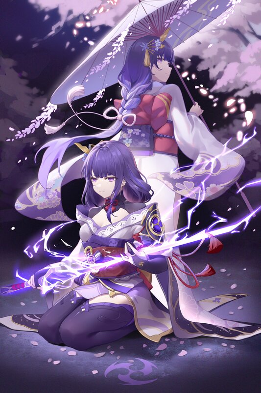 Two Anime Women with Lightning