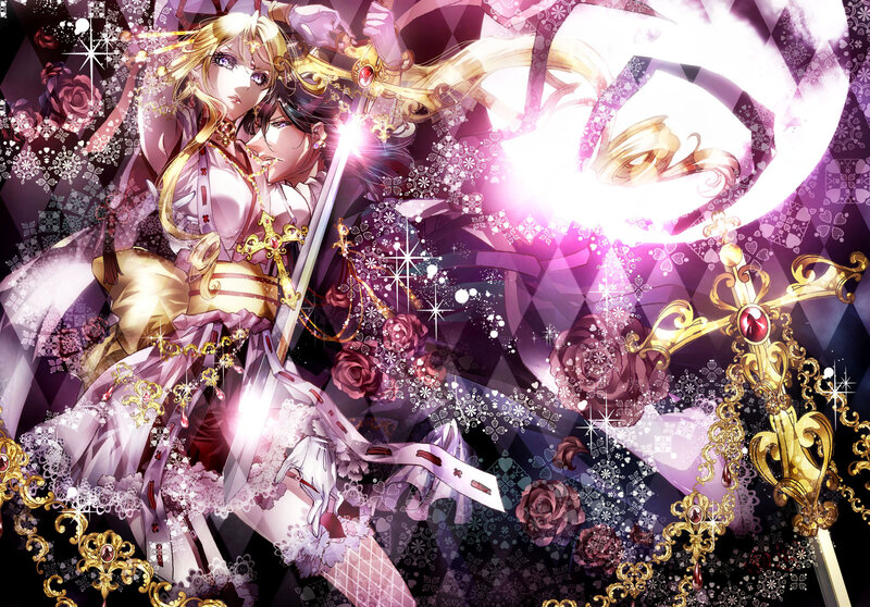 Two Anime Women with Swords — Purple