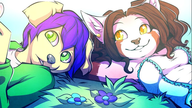 Two Anthropomorphic Animals — Green, Peaceful