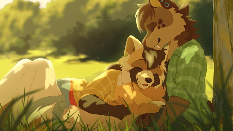 Two Anthropomorphic Animals — Green, Serene