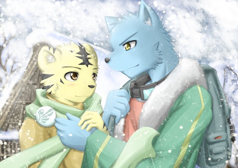 Two Anthropomorphic Animals in Snow