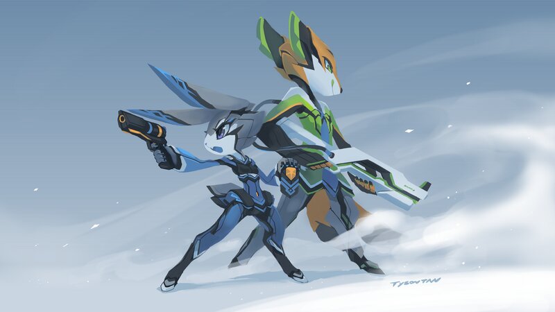 Two Anthropomorphic Characters — Blue