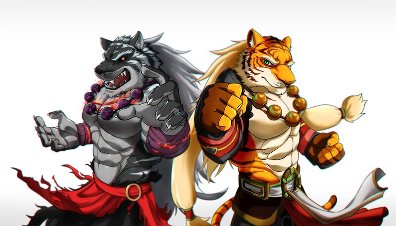 Two Anthropomorphic Fighters — Orange
