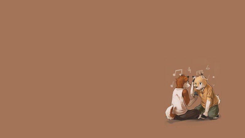 Two Anthropomorphic Foxes — Brown