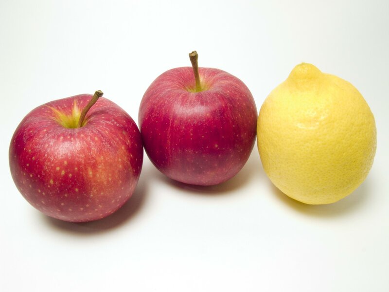 two apples and a lemon