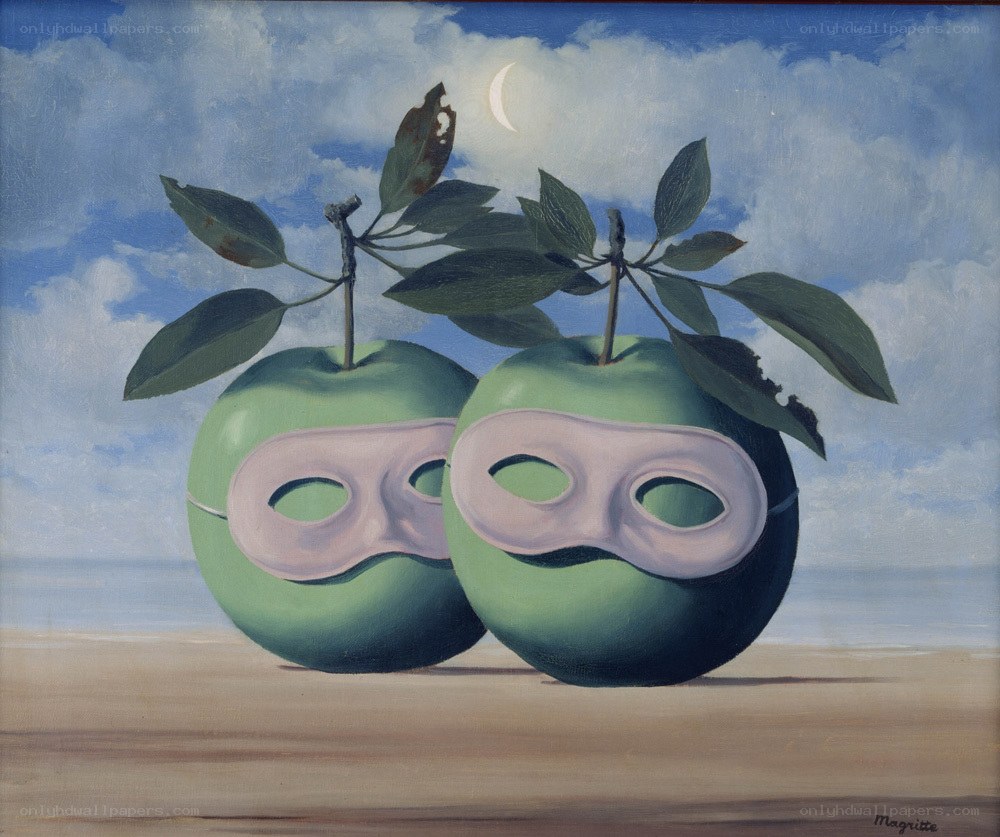 Two Apples with Masks