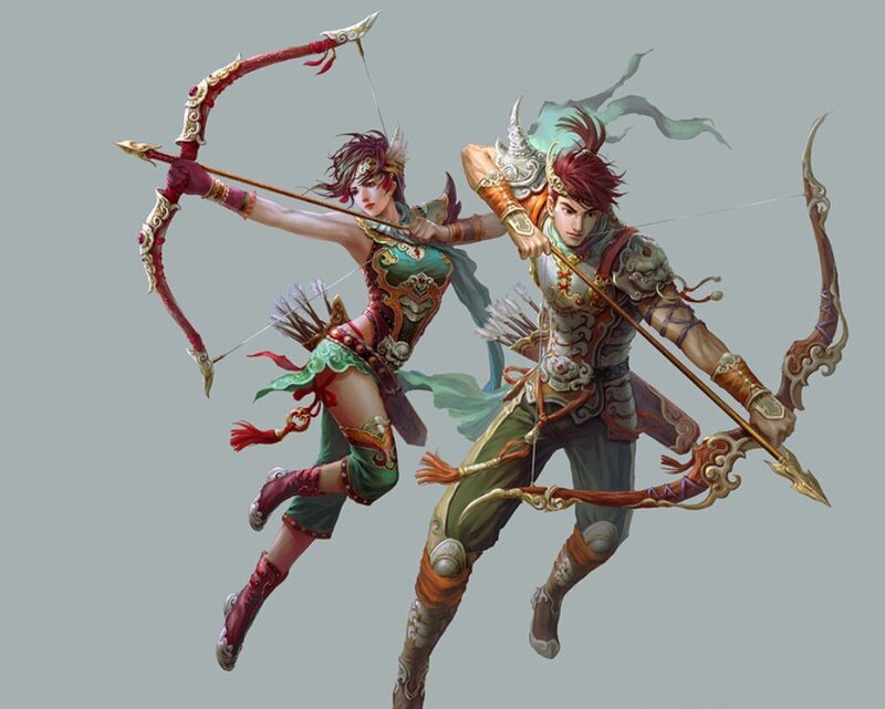Two archers in fantasy armor