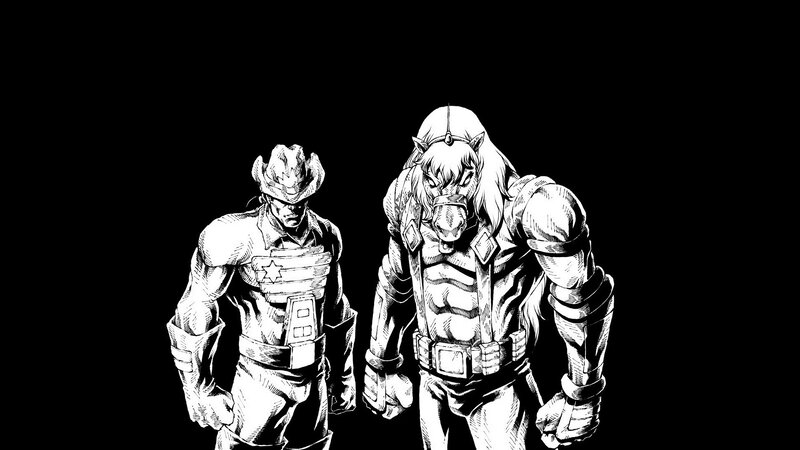 Two Armored Characters — Black, Dramatic, Manga