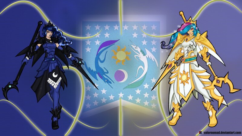 Two Armored Characters — Blue, Dramatic, Digital Art, Scepter