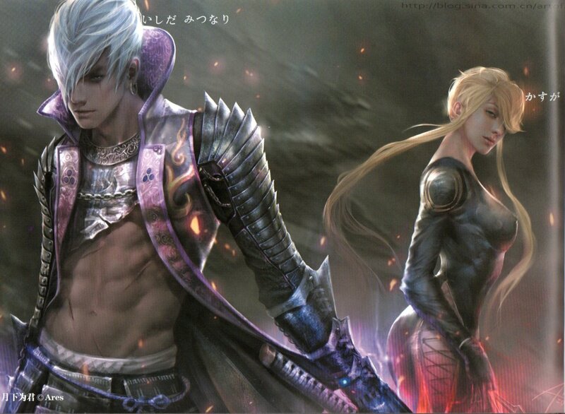 Two Armored Characters — Purple