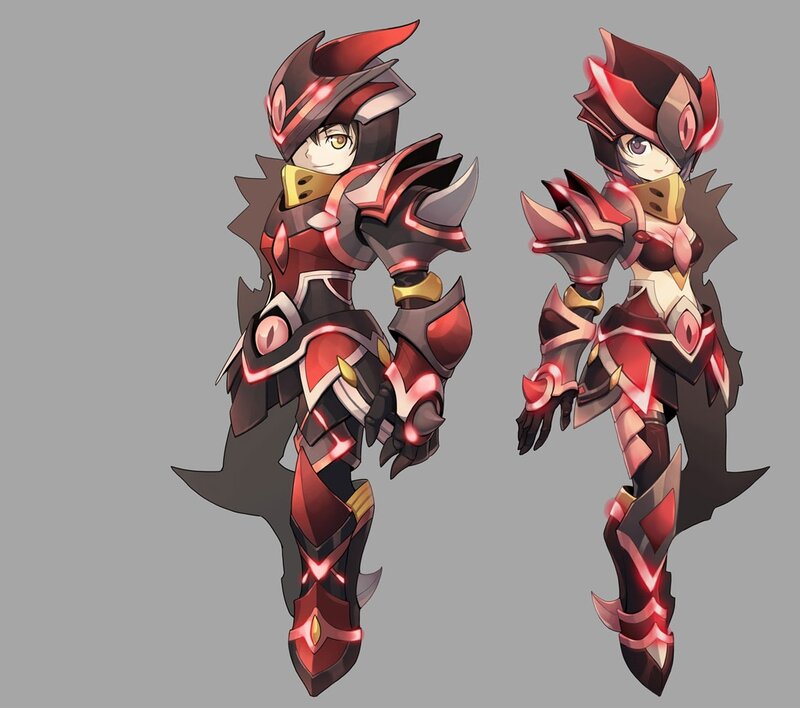 Two Armored Characters — Red, Dramatic
