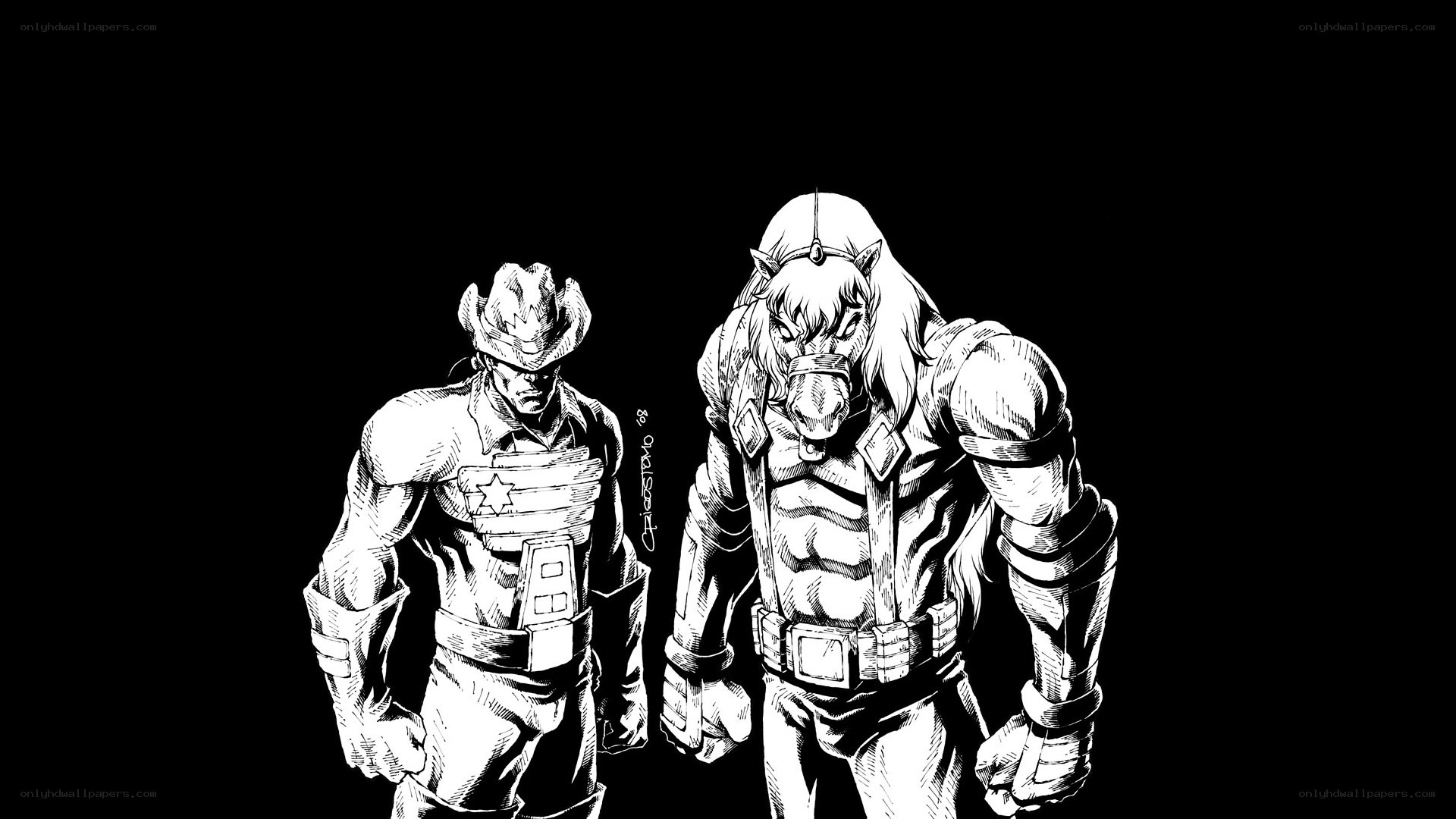 two armored characters standing