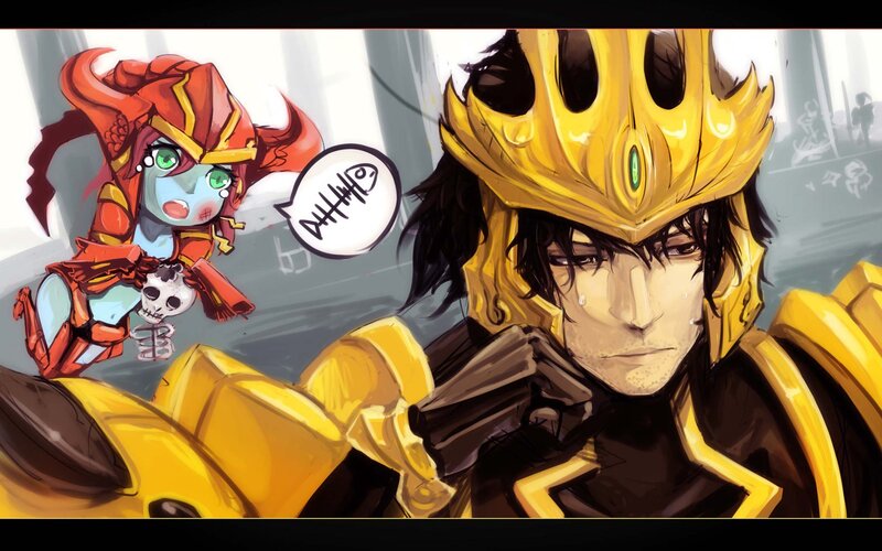 Two Armored Characters — Yellow, Dramatic